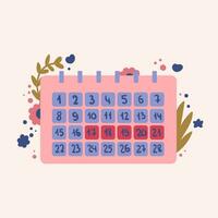 menstruação calendário. mulher higiene proteção. mulher crítico dias. conjunto do mulheres s significa pessoal higiene vetor ilustração, feminino higiene almofadas, útero, menstruação.