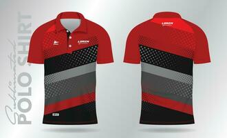 abstrato vermelho e Preto pólo camisa brincar modelo Projeto para esporte uniforme vetor