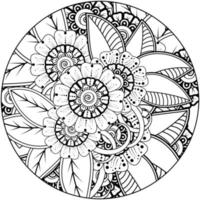 mehndi flor ornamento decorativo em estilo oriental étnico, ornamento de doodle, desenho de mão de contorno. página do livro para colorir. vetor