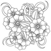 mehndi flor ornamento decorativo em estilo oriental étnico, ornamento de doodle, desenho de mão de contorno. página do livro para colorir. vetor