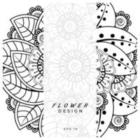 mehndi flor ornamento decorativo em estilo oriental étnico, ornamento de doodle, desenho de mão de contorno. página do livro para colorir. vetor