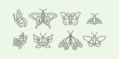 ícone conjunto borboleta logotipo linha arte ilustração Projeto minimalista criativo a partir de inseto lindo vetor