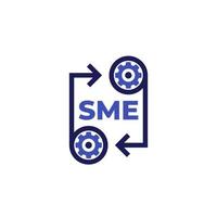 ícone sme com engrenagens e setas vetor