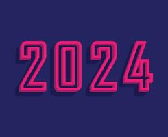 2024 feliz Novo ano abstrato Rosa gráfico Projeto vetor logotipo símbolo ilustração com azul fundo