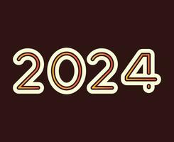 2024 feliz Novo ano abstrato laranja e branco gráfico Projeto vetor logotipo símbolo ilustração com marrom fundo