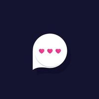 aplicativo de namoro, ícone de vetor de chat de amor