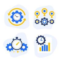 ícones do vetor de eficiência e produtividade