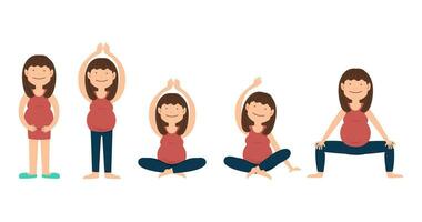 saudável mulher grávida ioga exercício vetor