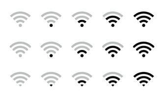 sinal força Wi-fi ícone conjunto coleção. sem fio conexão rede símbolo vetor