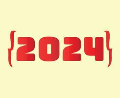 feliz Novo ano 2024 abstrato vermelho gráfico Projeto vetor logotipo símbolo ilustração