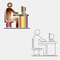 computador escrivaninha com homem vetor ilustração eps