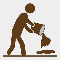 homem lançar lixo, desperdício, lixo, poeira dentro caixote de lixo vetor ícone
