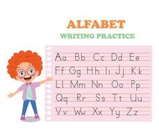 alfabeto cartas rastreamento planilha com todos alfabeto cartas. básico escrevendo prática para Jardim da infância crianças vetor