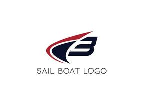 vela barco logotipo com carta b vetor