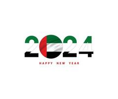 a Novo ano 2024 com a árabe Emirados bandeira e símbolo, 2024 feliz Novo ano árabe Emirados logotipo texto projeto, isto pode usar a calendário, desejo cartão, poster, bandeira, impressão e digital meios de comunicação, etc. png vetor