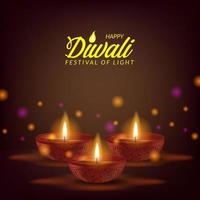festival de luz diwali da índia com lamparina a óleo vetor