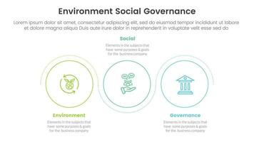 esg de Meio Ambiente social e governança infográfico 3 ponto etapa modelo com esboço círculo circular onda conceito para deslizar apresentação vetor