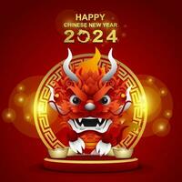 feliz chinês Novo ano com lunar Dragão elementos em etapa vetor