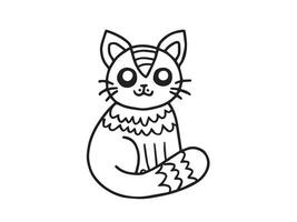 caprichoso Preto e branco ilustração do uma gato, perfeito para coloração, linha desenhando estilo vetor