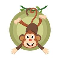 macaco vetor suspensão dentro selva desenho animado