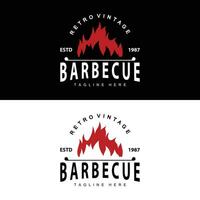 churrasco logotipo Projeto Barra restaurante quente grade fogo logotipo e espátula simples ilustração vetor