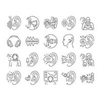 audiologista médico orelha surdo ícones conjunto vetor