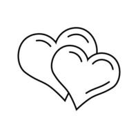 ilustração vetorial de ícone de linha de dois corações vetor