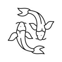 yin yang peixe taoísmo linha ícone vetor ilustração