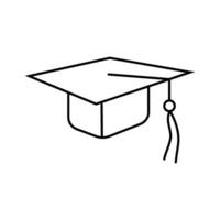 graduação chapéu boné linha ícone vetor ilustração