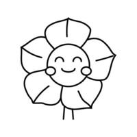 flor sorrir personagem linha ícone vetor ilustração