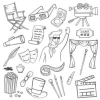 trabalho de ator ou artista ou profissão doodle conjunto desenhado à mão coleções