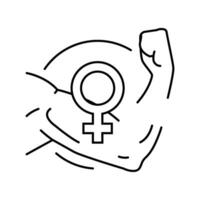 mulheres coragem feminismo linha ícone vetor ilustração