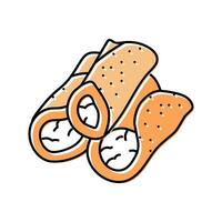 cannoli pastelaria italiano cozinha cor ícone vetor ilustração