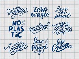 definir ilustração em vetor eco, design de alimentos. letras manuscritas para restaurante, menu vegan