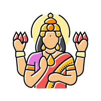 Lakshmi Deus indiano cor ícone vetor ilustração