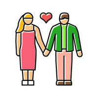 casal segurando mãos amor cor ícone vetor ilustração