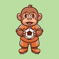 macaco futebol desenho animado ilustração vetor