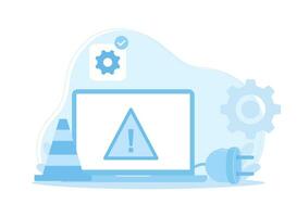 computador portátil elétrico problemas conceito plano ilustração vetor