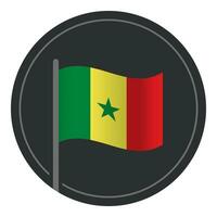 abstrato Senegal bandeira plano ícone dentro círculo isolado em branco fundo vetor