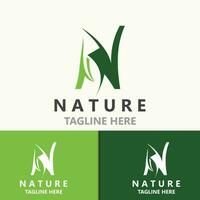 carta n natureza ecologia logotipo com folhas adequado para o negócio jardim modelo vetor