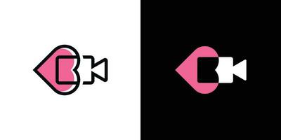 logotipo combinação do vídeo gravador ilustração forma com amor sinal, ícone, vetor, símbolo. vetor