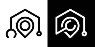 logotipo Projeto PIN mapa, estetoscópio e casa ícone vetor ilustração