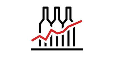 garrafa e gráfico finanças, logotipo minimalista linha vetor