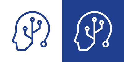 logotipo Projeto cabeça cérebro tecnologia dados ícone vetor inspiração