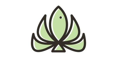 logotipo Projeto combinação peixe e cannabis minimalista linha vetor ilustração
