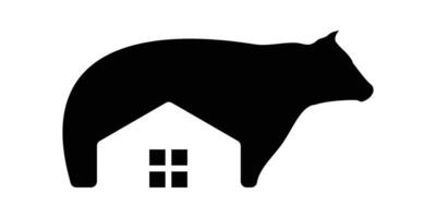 logotipo Projeto vaca e casa ícone vetor ilustração