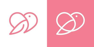 logotipo Projeto minimalista amor e pássaro ícone vetor ilustração