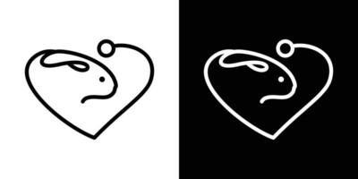 logotipo Projeto minimalista amor e Coelho ícone vetor ilustração