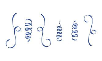 vetor azul enrolado fitas serpentina realista conjunto