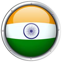 Bandeira da Índia no crachá redondo vetor